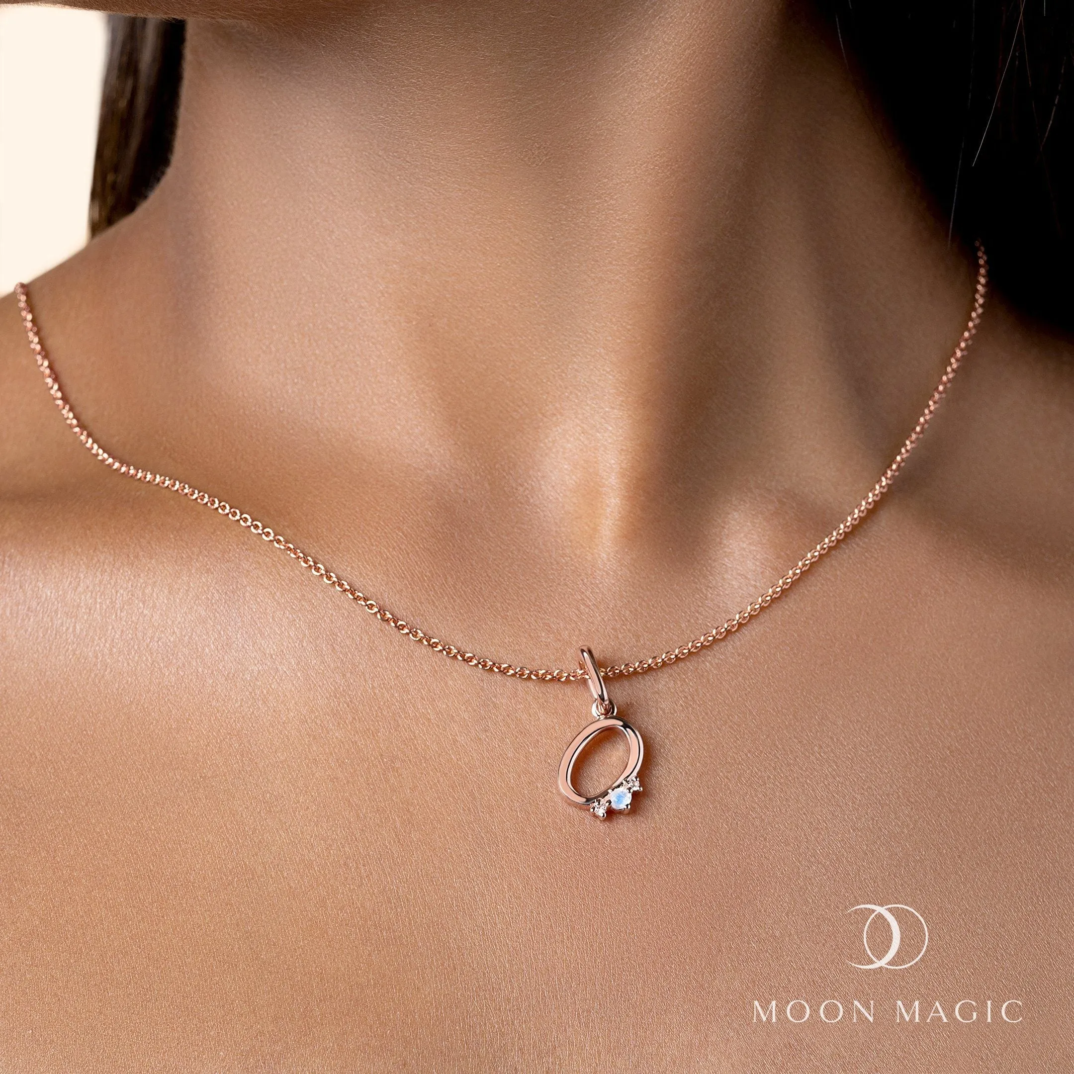 Moonstone Necklace - Lucky Letter O