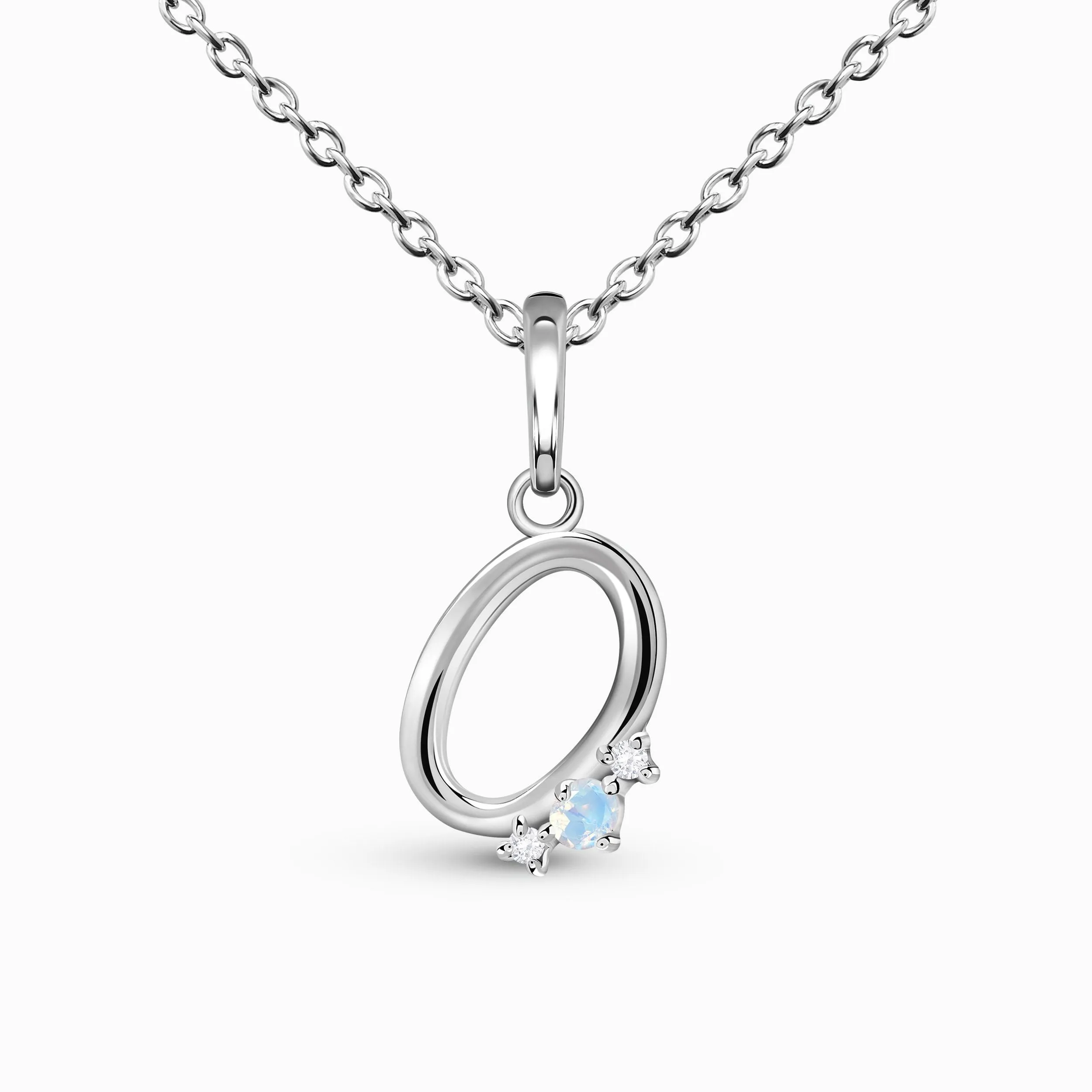 Moonstone Necklace - Lucky Letter O