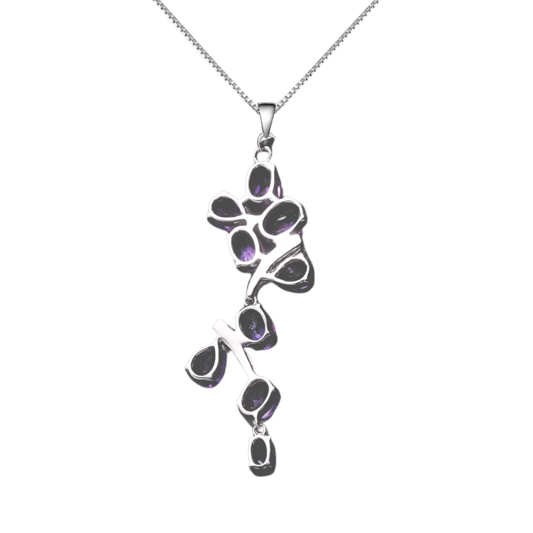 Natural Amethyst Leaf Pendant Necklace