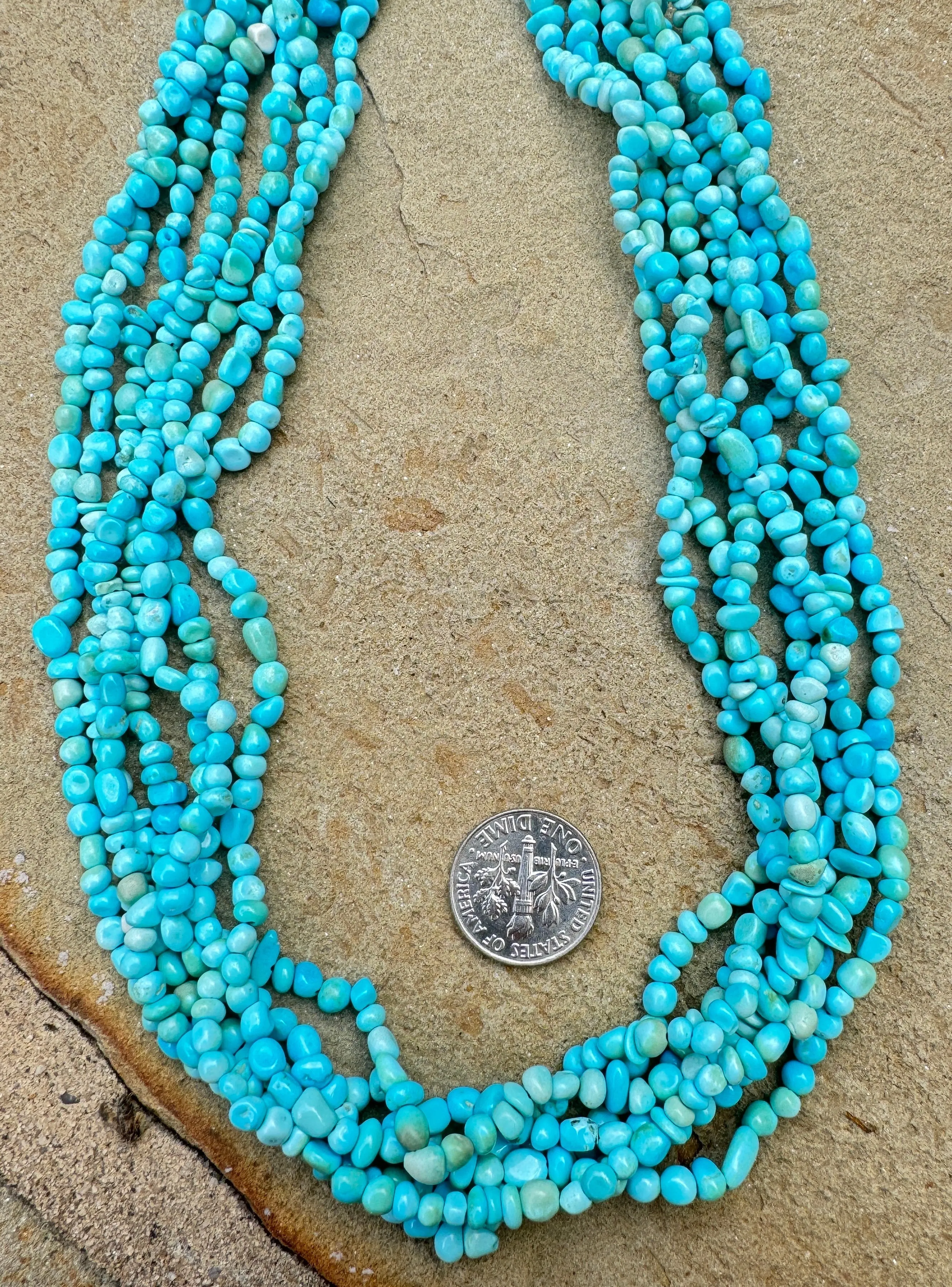 Natural Blue Sleeping Beauty Turquoise (AZ) 3-5mm Nuggets Strands, 18 Inch Strand