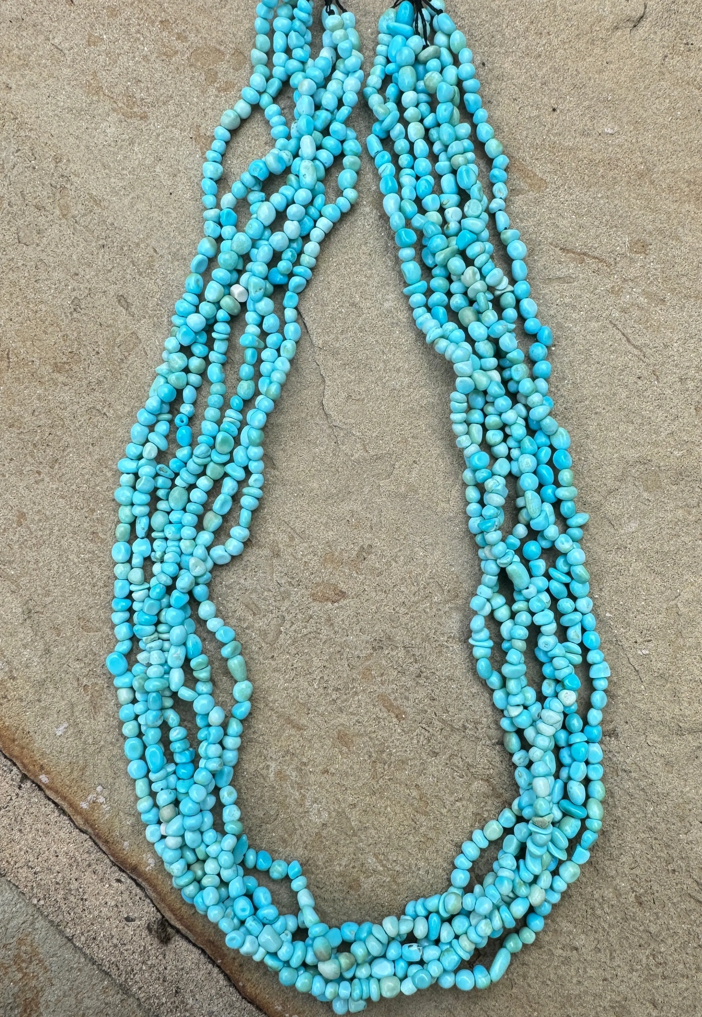 Natural Blue Sleeping Beauty Turquoise (AZ) 3-5mm Nuggets Strands, 18 Inch Strand