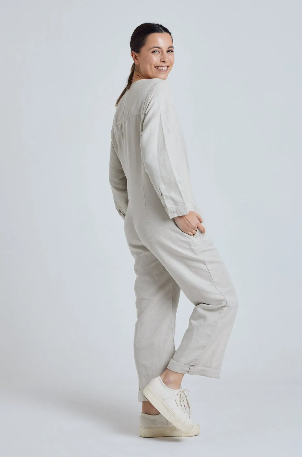 Natural Clara Jumpsuit - GOTS Certified Organic Cotton and Linen