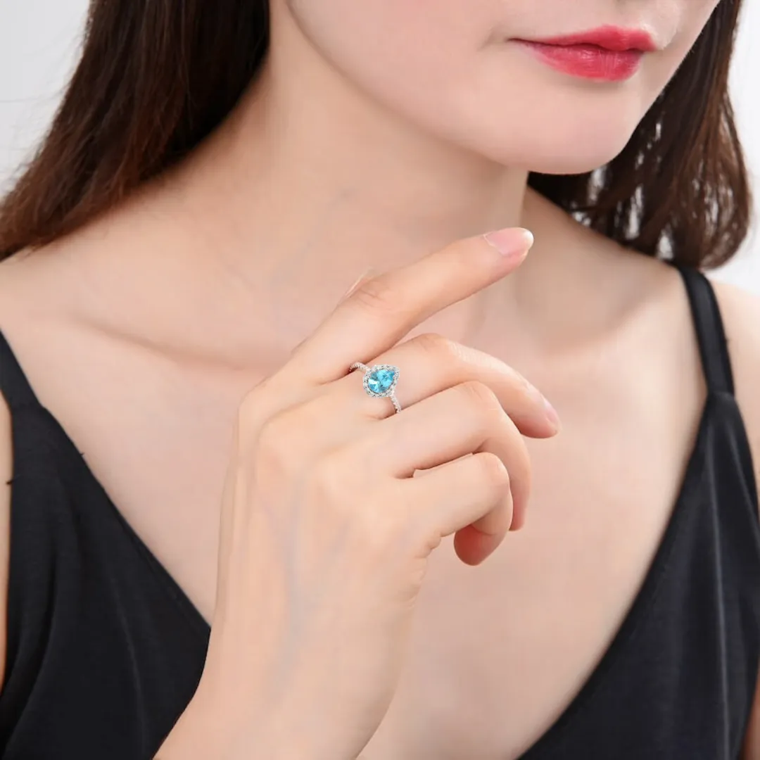 Natural Paraiba Apatite Teardrop Ring