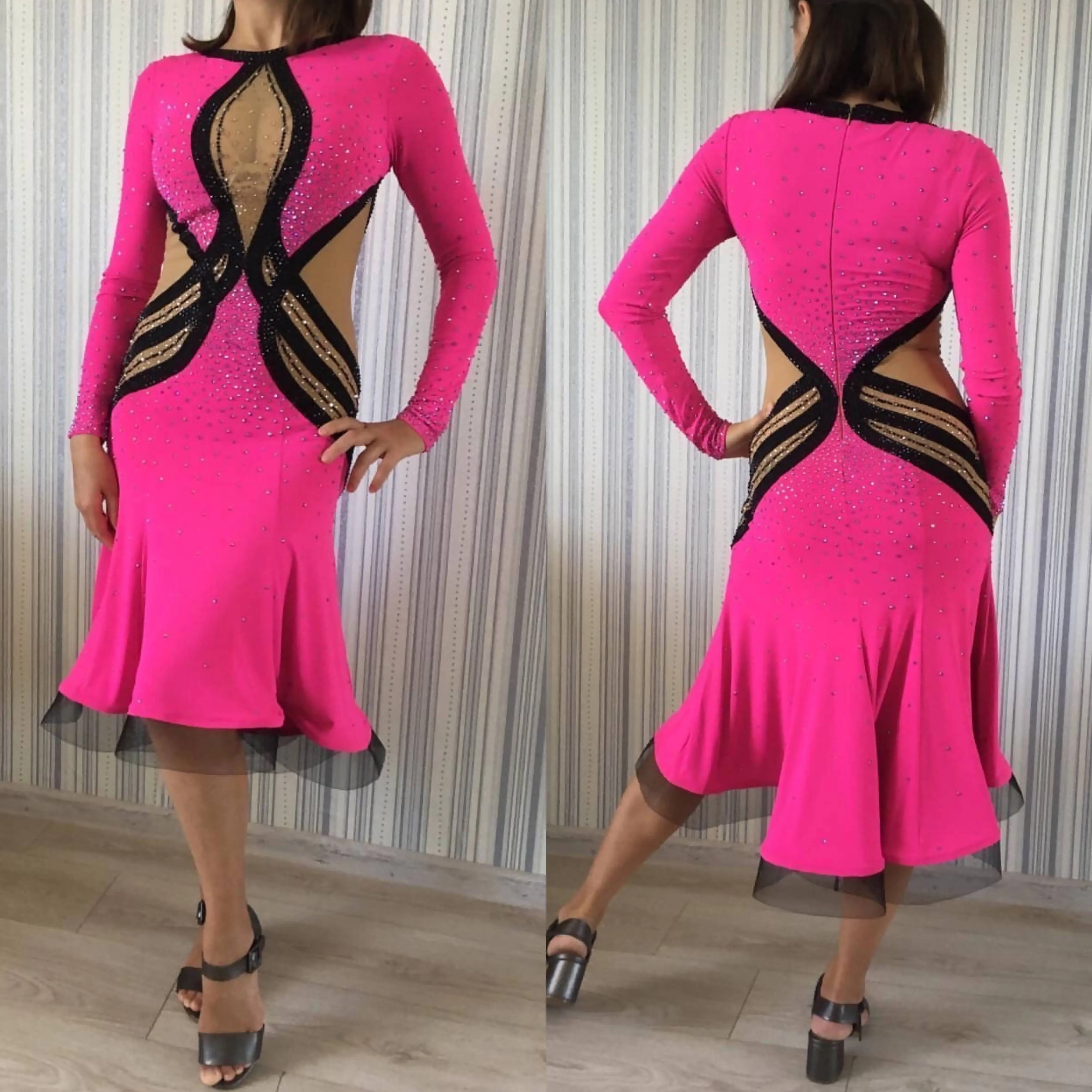 New Pink Silhouette Latin Dress