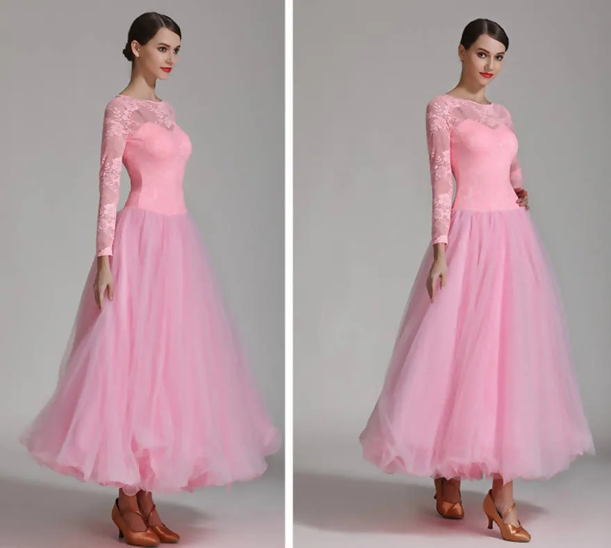 New Pink/Blue Standard Ballroom Dress with Lace | 7031