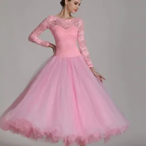 New Pink/Blue Standard Ballroom Dress with Lace | 7031