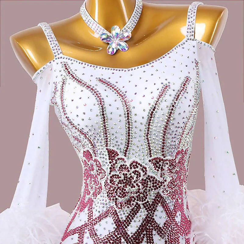 New White & Pink Ballroom Dress | MD1270