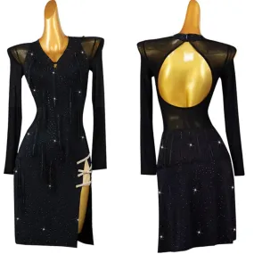 Nightfall Elegance Black Latin Dress | LQ456