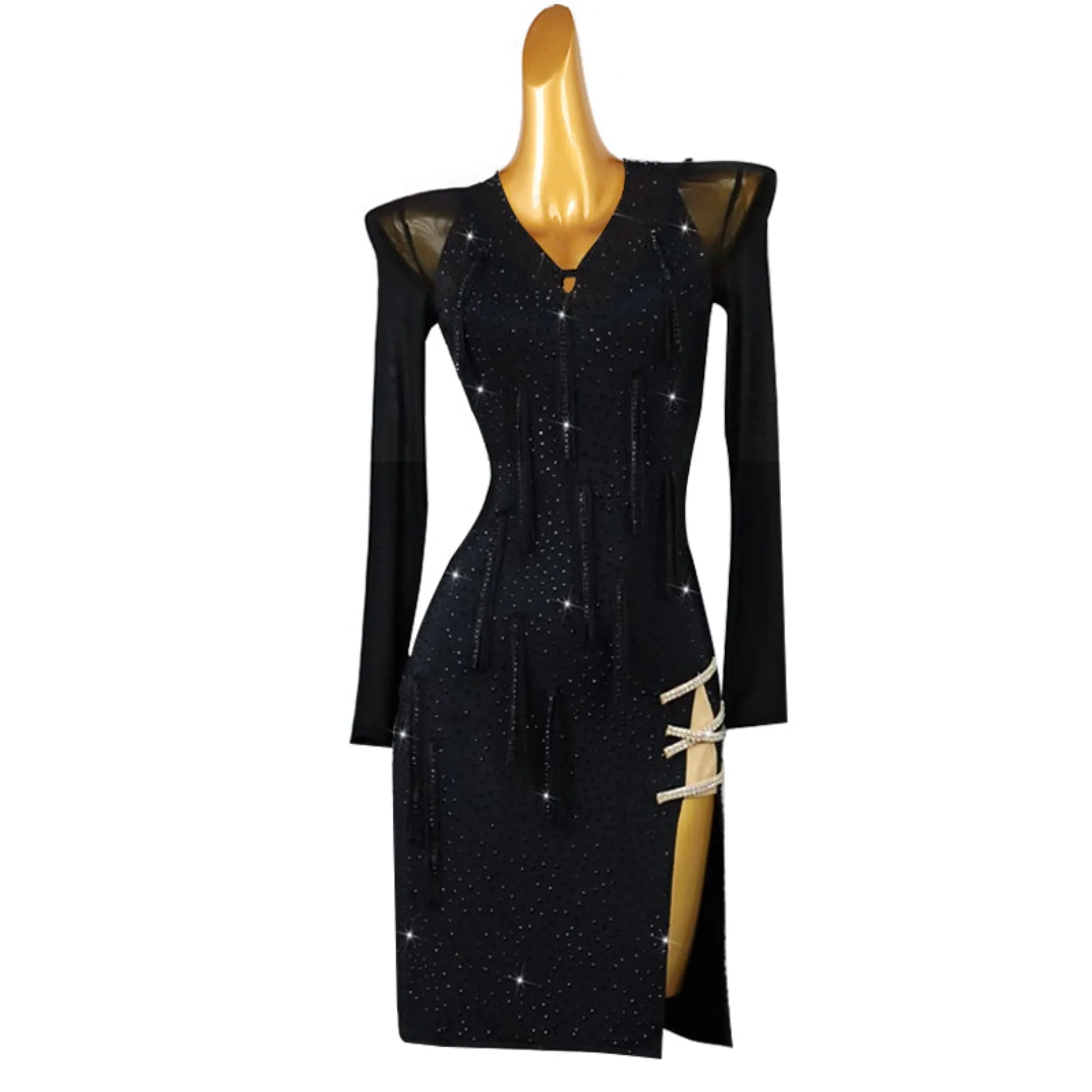 Nightfall Elegance Black Latin Dress | LQ456