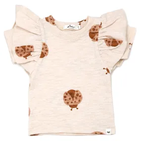 oh baby! Butterfly Short Sleeve Slub Tee - Ladybug Print - Sand