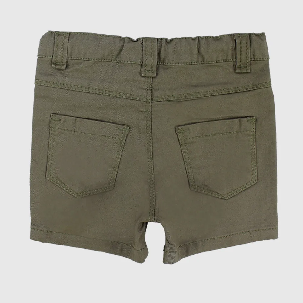 Olive Gabardine Shorts