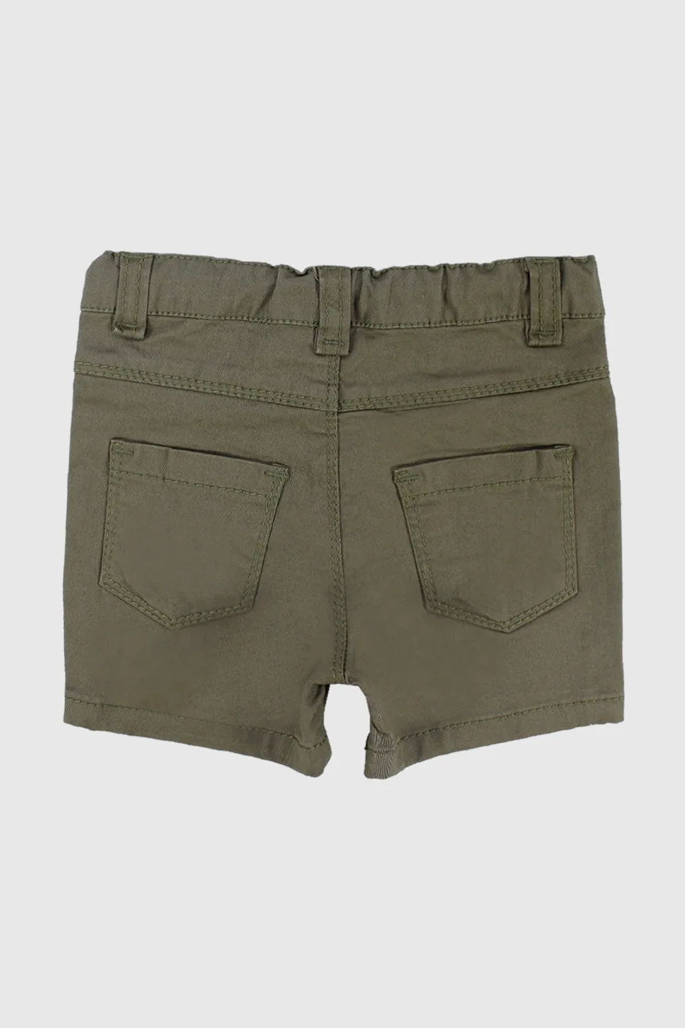 Olive Gabardine Shorts