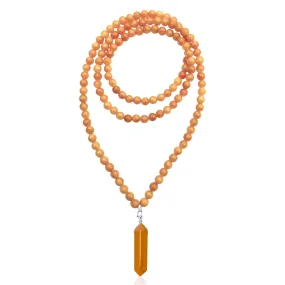 Orange Blossom Aventurine and Jade Necklace