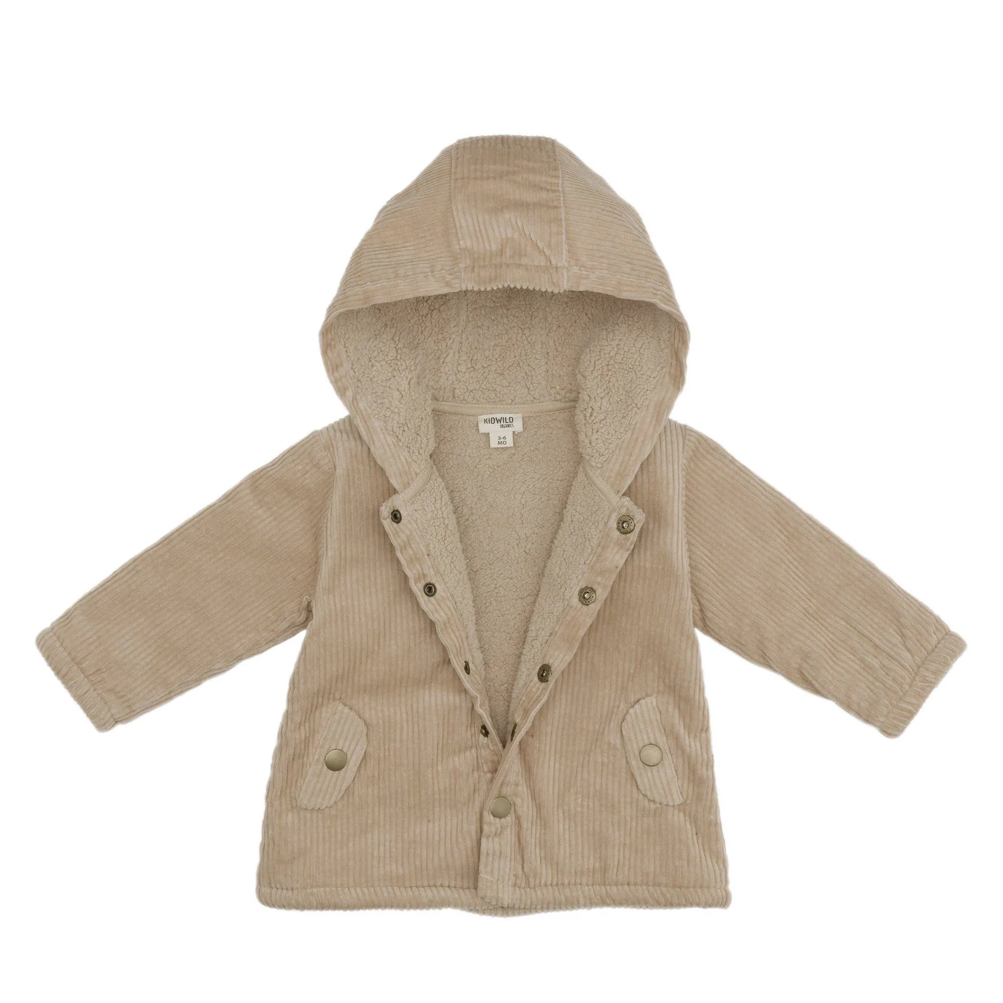 organic corduroy parka in almond