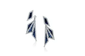 Origami Palm Leaf Sapphire, Diamond Earrings (Small)