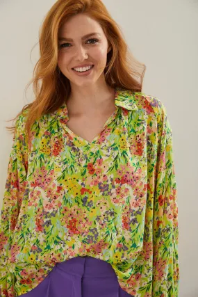 Oversized blouse with floral print