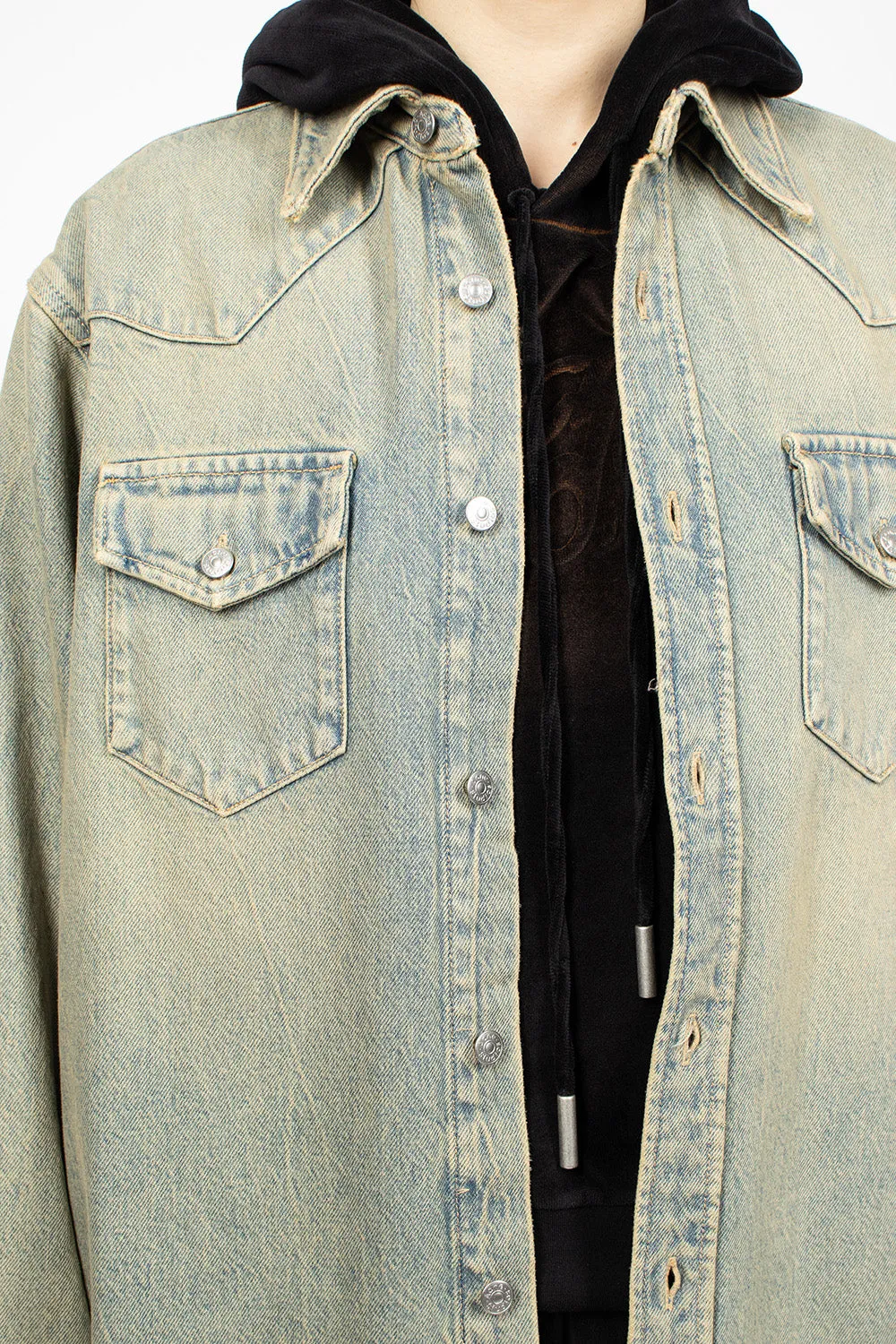 Oversized Denim Shirt Blue/Beige