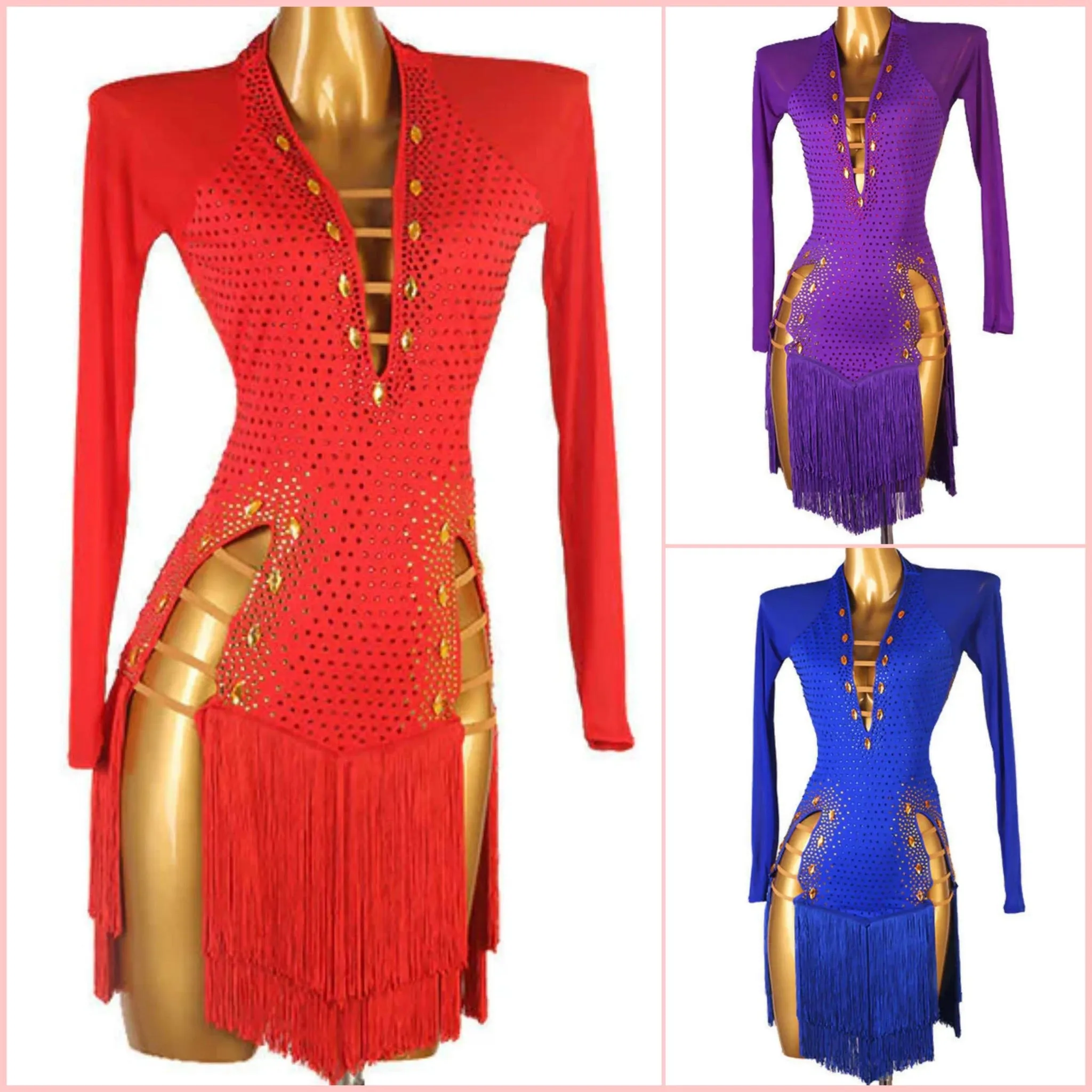 Passionate Palette Long Sleeve Dance Dress | Red/Blue/Purple/Black | LQ246