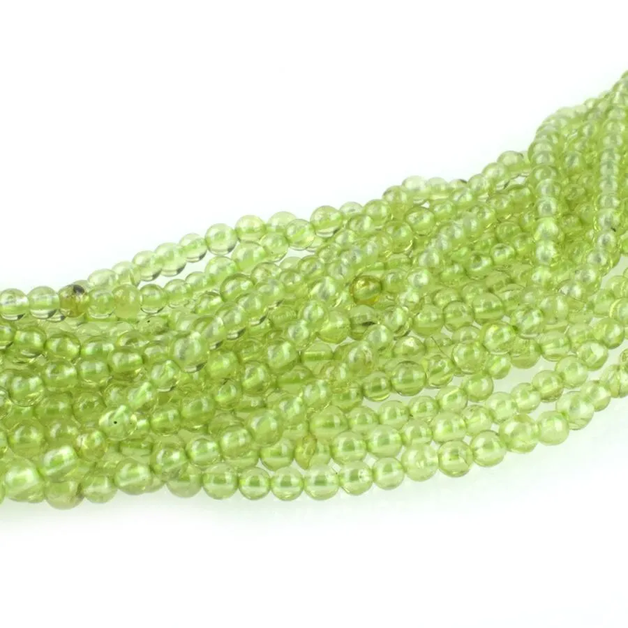 Peridot 2mm Round - 15-16 Inch