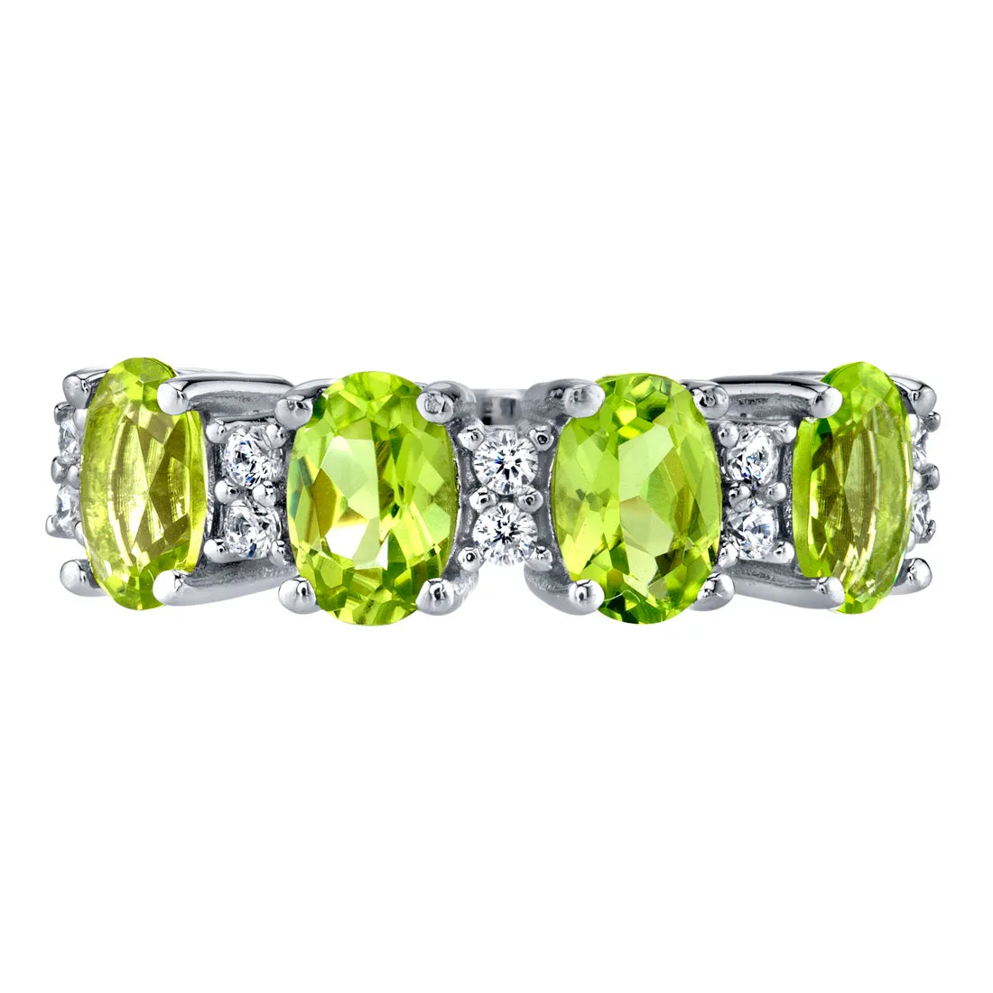 Peridot Oval Cut Sterling Silver Band Size 9