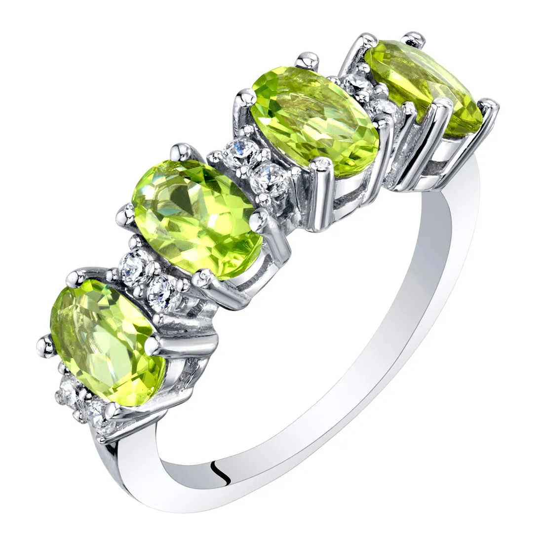 Peridot Oval Cut Sterling Silver Band Size 9