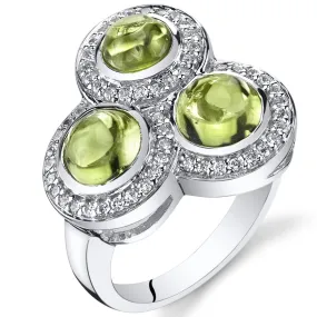 Peridot Round Cut Sterling Silver Ring Size 5