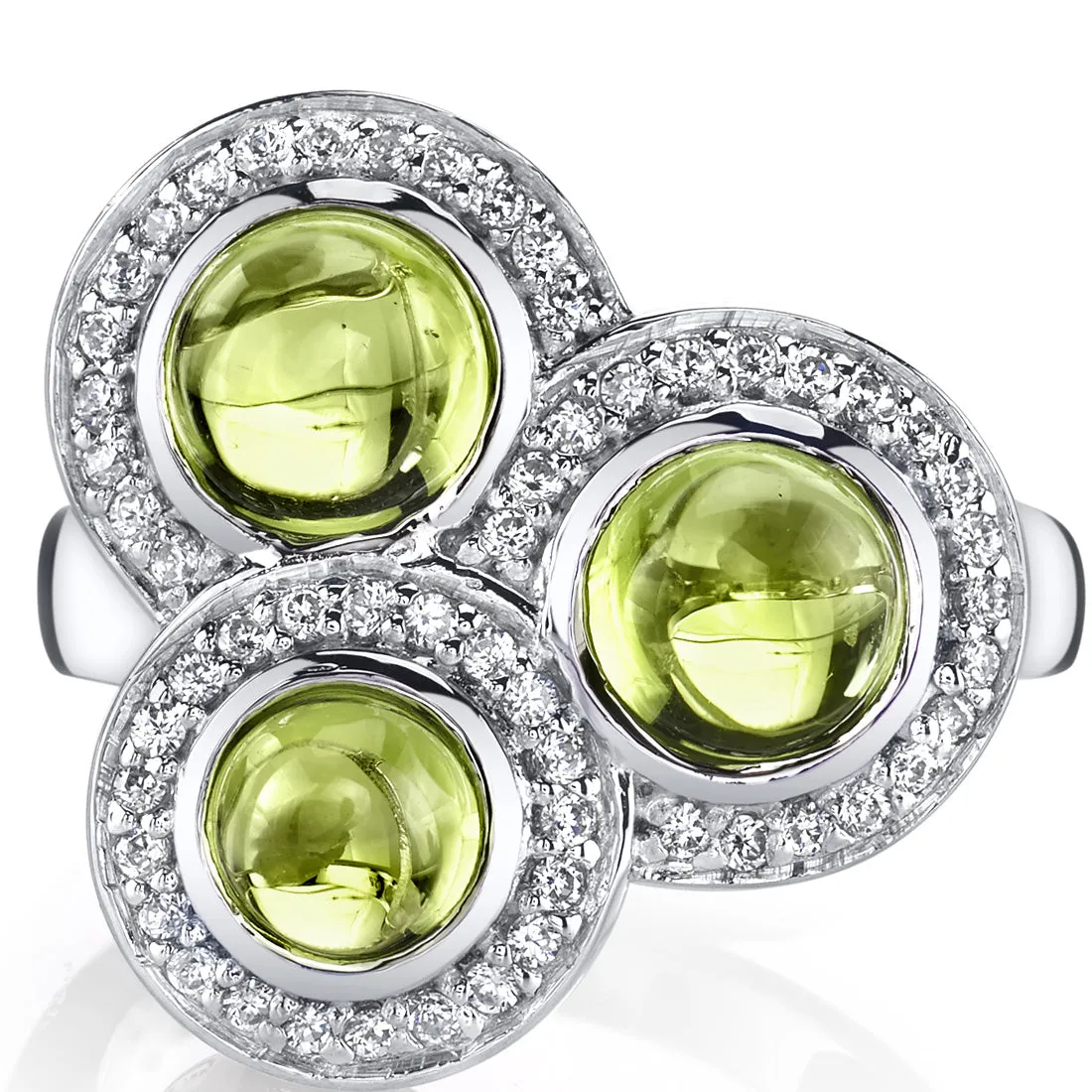 Peridot Round Cut Sterling Silver Ring Size 5