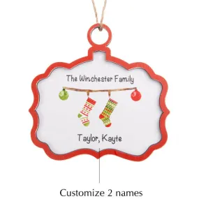 Personalized Family Stockings Ornament 2 Personalized Names