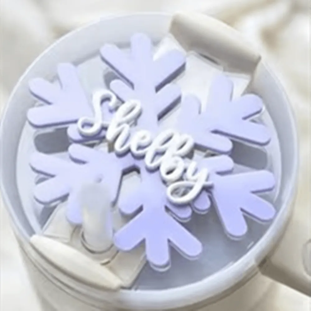 Personalized Stanley Tumbler Name Tag Custom Name Snowflake Cup Plate Lid Topper for 20/30/40 OZ