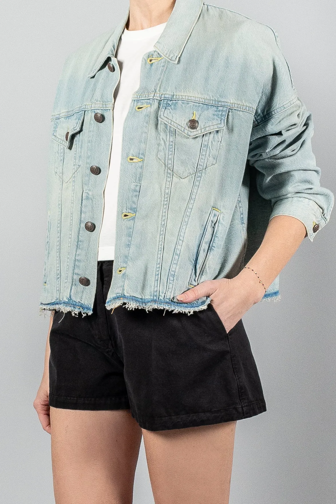 R13 Oversized Cut-Off Trucker Jacket