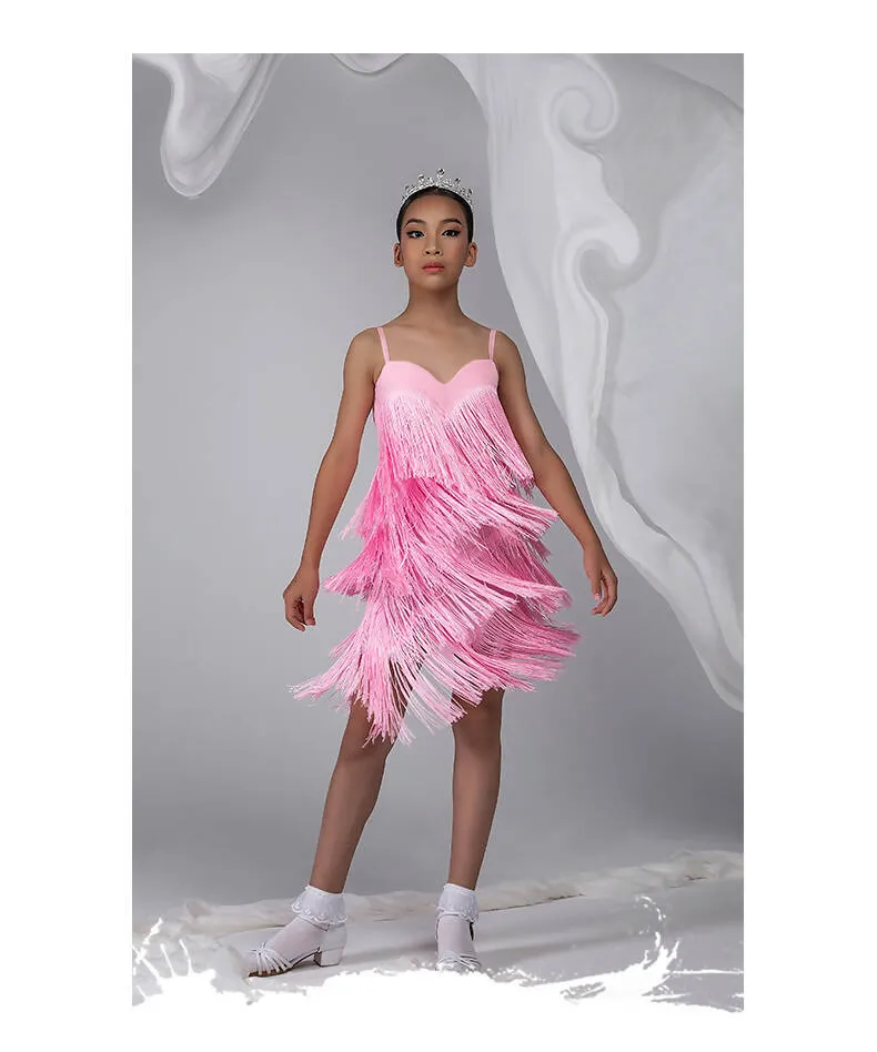 Ravishing Fringes Girls Dancewear | Pink/Black/Blue | KID22A190