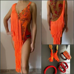 Red, Orange & Gold Latin Competition Dress