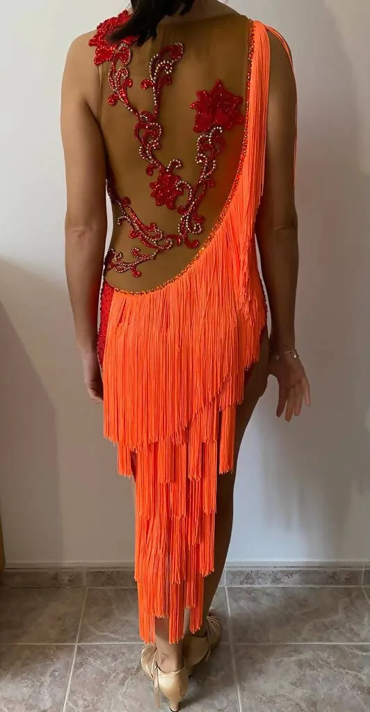 Red, Orange & Gold Latin Competition Dress