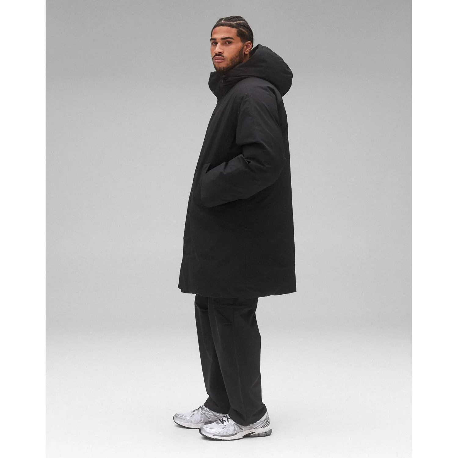 Reigning Champ Men Woven Tech Nylon Sideline Parka Black