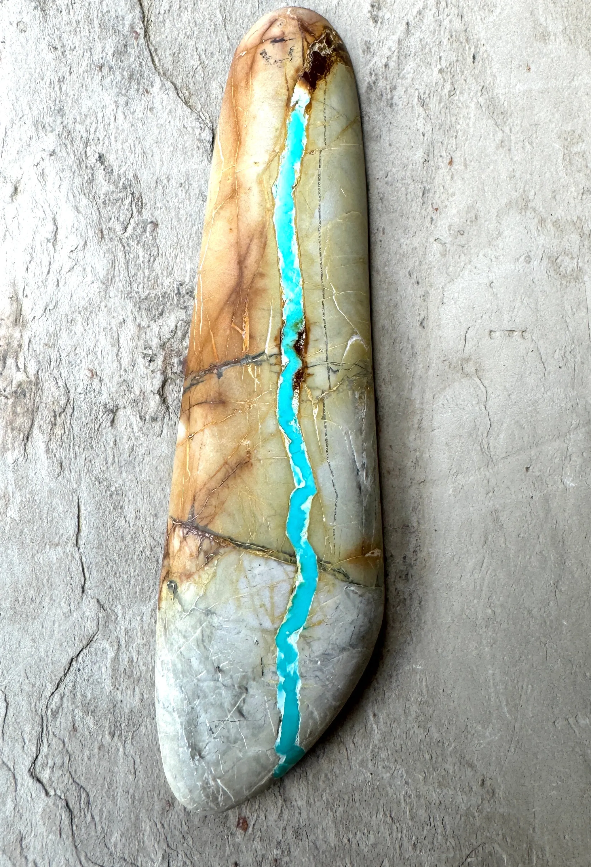 Royston Ribbon Turquoise (Nevada) HUGE Freeform Cabochon 25x79mm