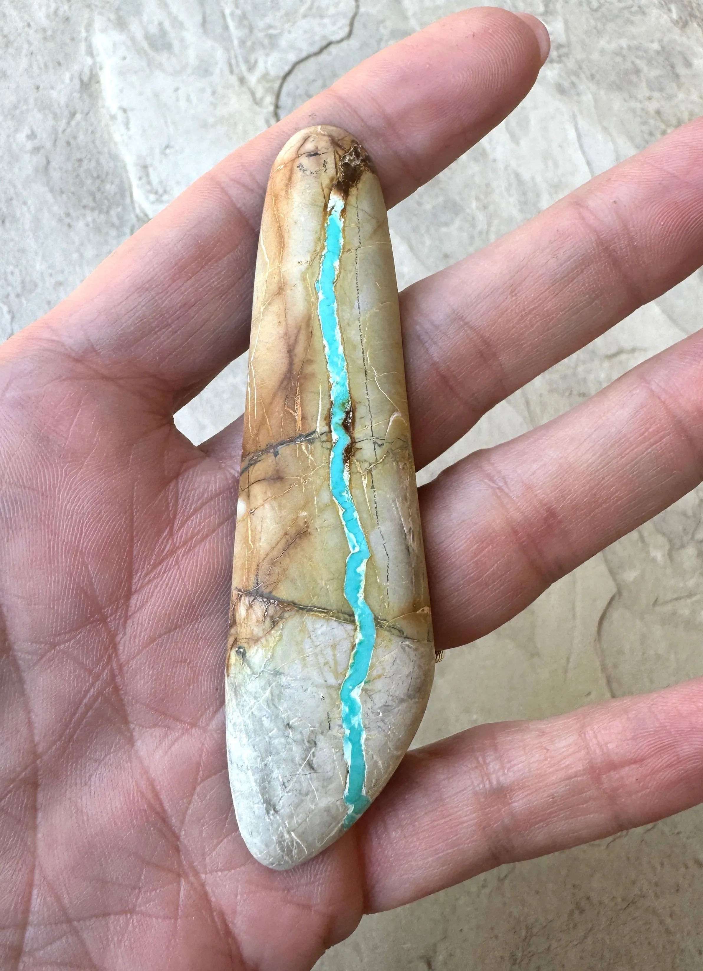 Royston Ribbon Turquoise (Nevada) HUGE Freeform Cabochon 25x79mm