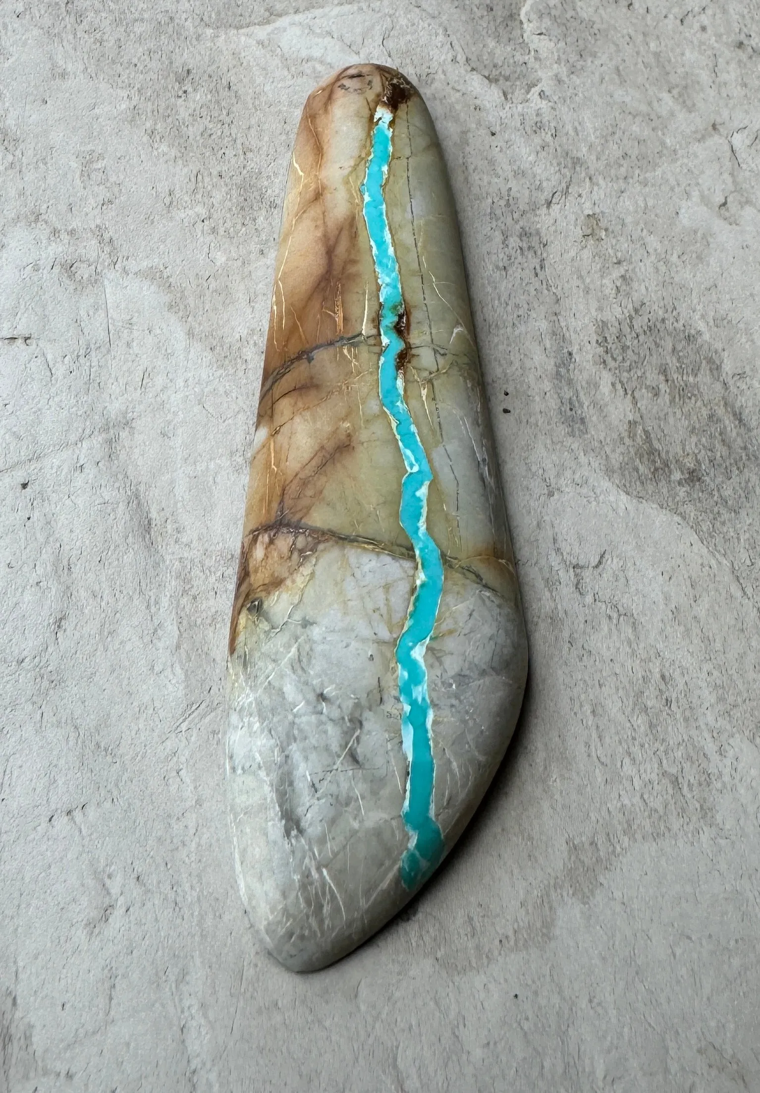 Royston Ribbon Turquoise (Nevada) HUGE Freeform Cabochon 25x79mm