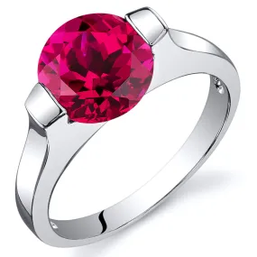 Ruby Round Cut Sterling Silver Ring Size 5