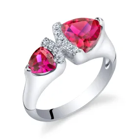 Ruby Trillion Sterling Silver Ring Size 6