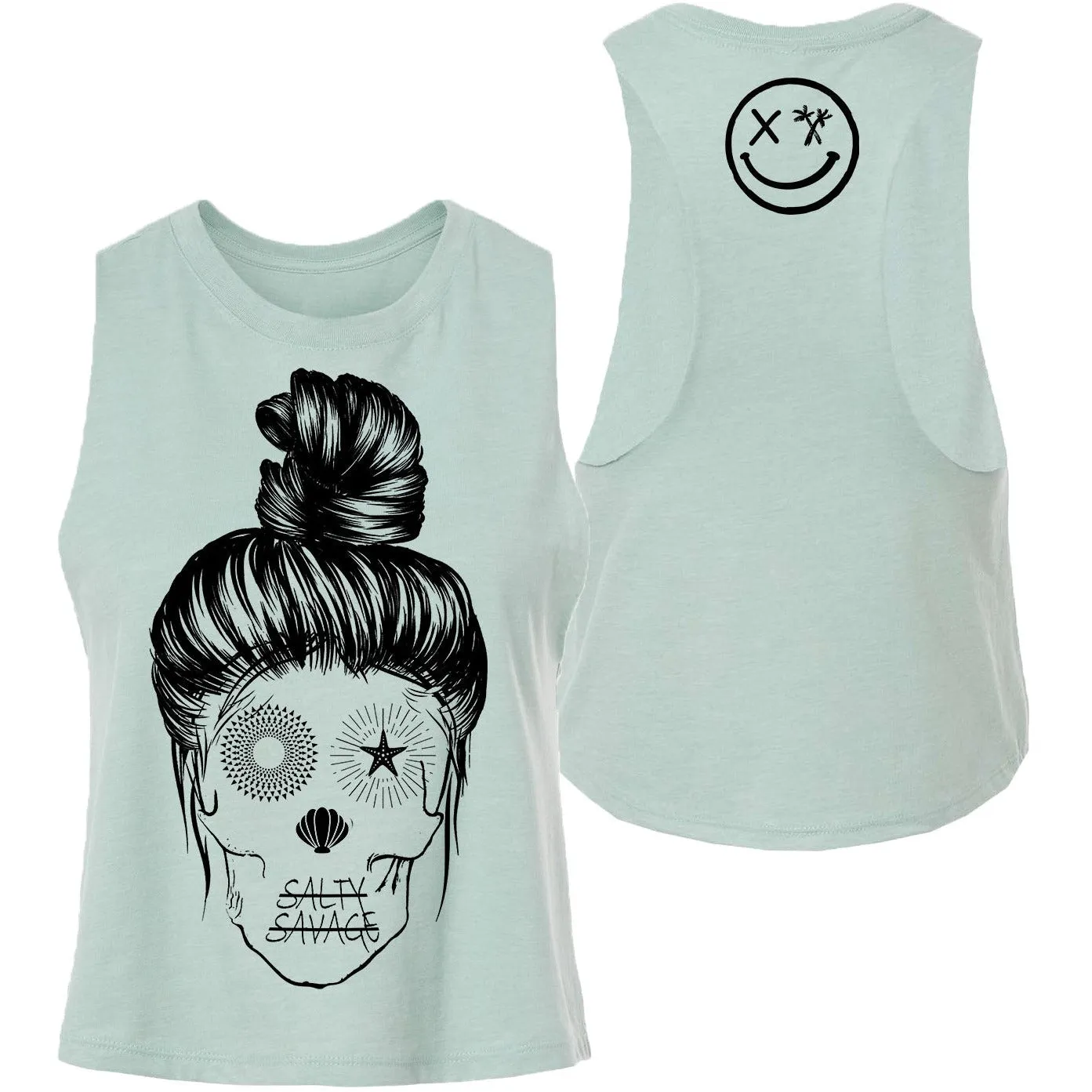 Salty Savage Ladies "Messy Bun" Flowy Crop Tank