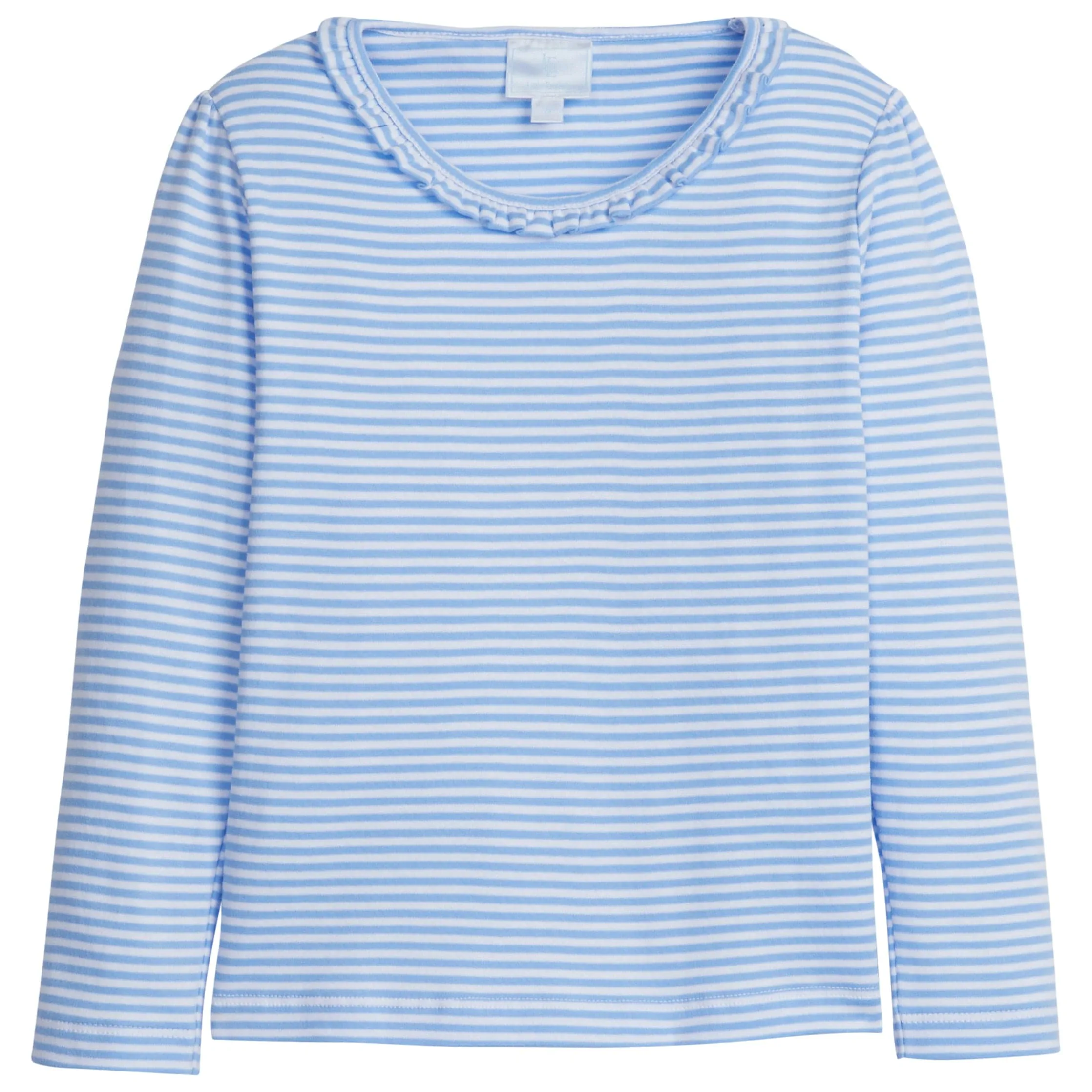 Scoop Ruffle Tee - Light Blue Stripe