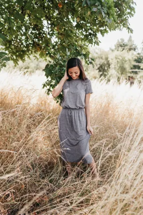 Sierra Basic Midi Dress in 2 Tone Black