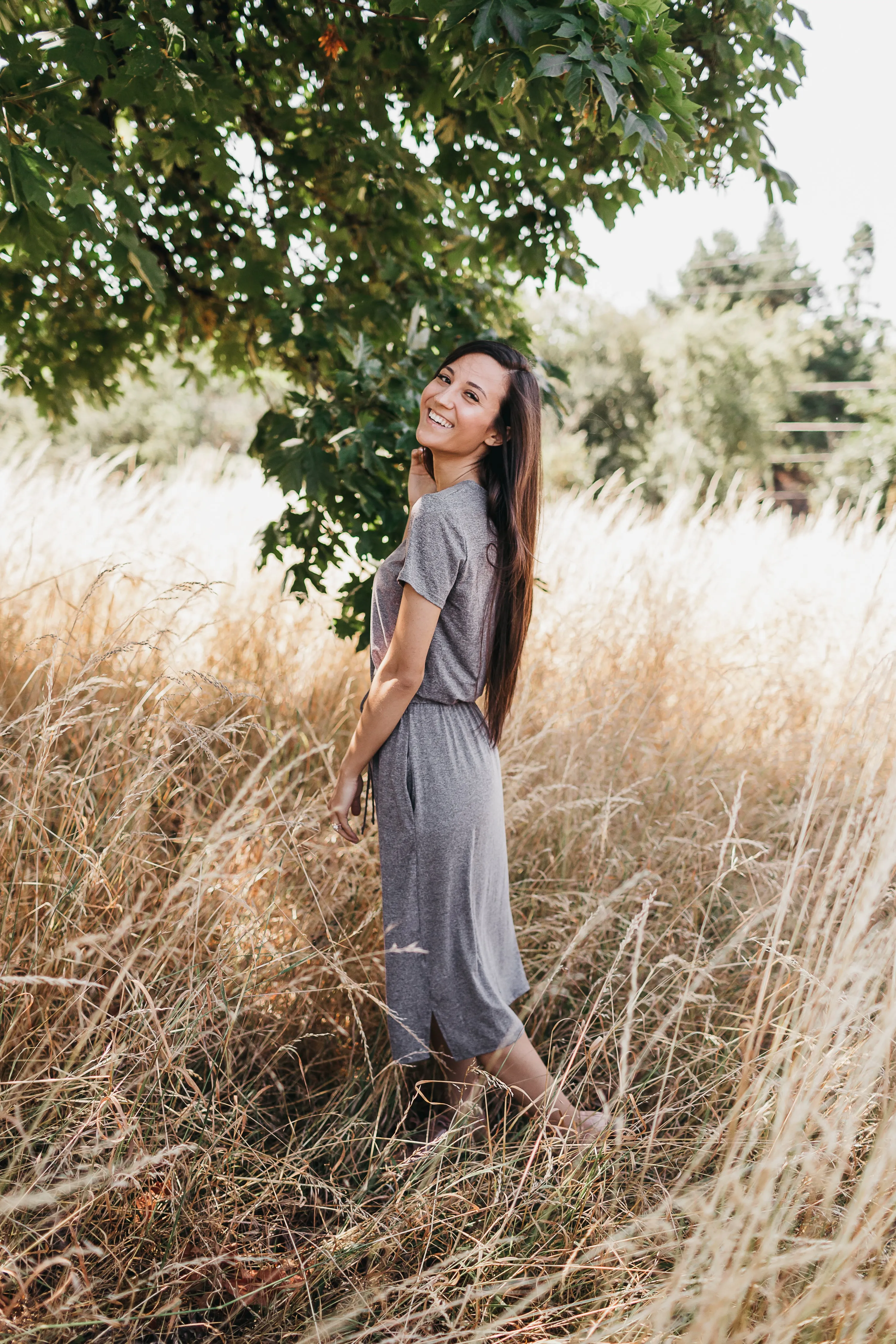 Sierra Basic Midi Dress in 2 Tone Black