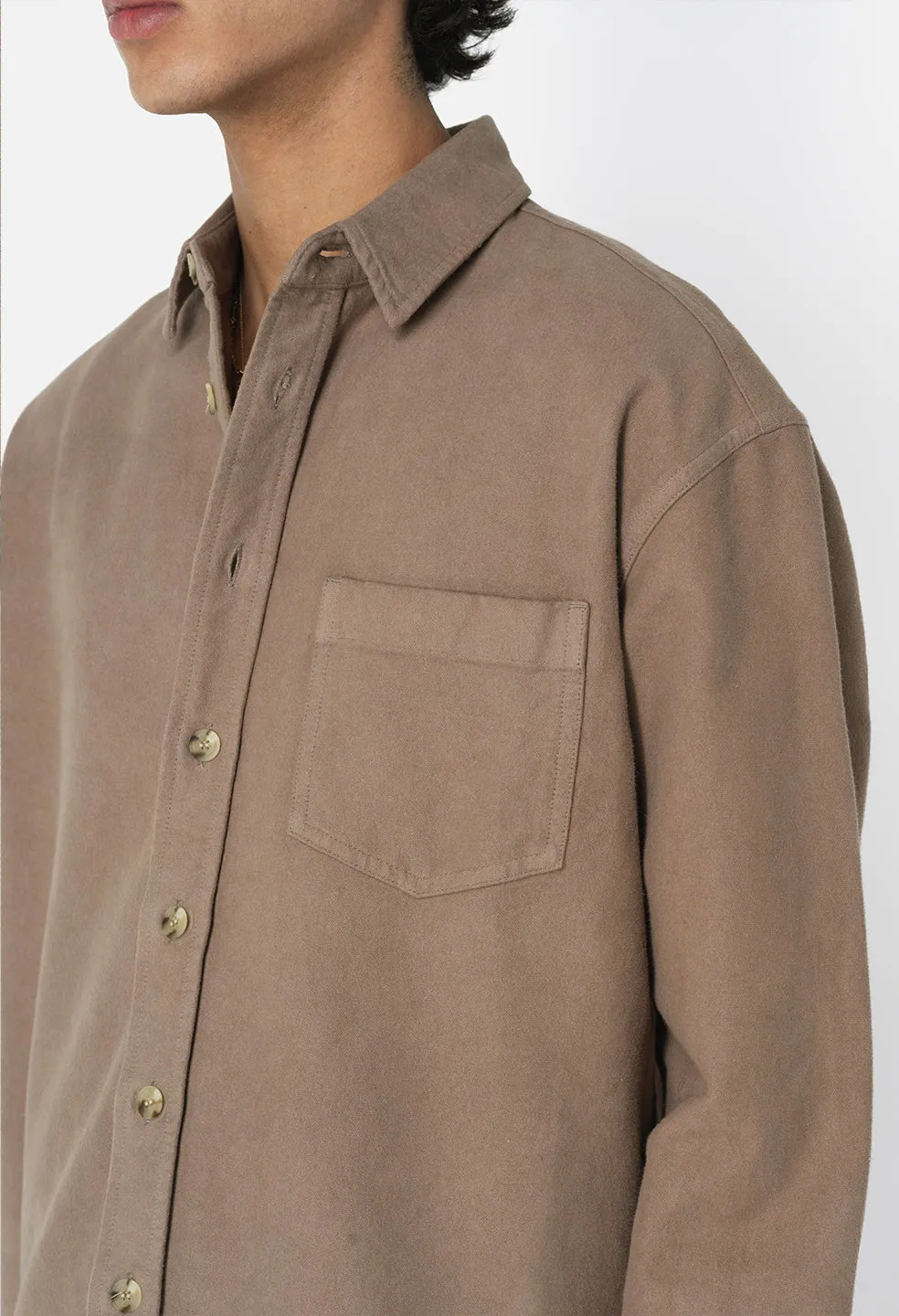 Solid Hemi Oversized Shirt / Bark