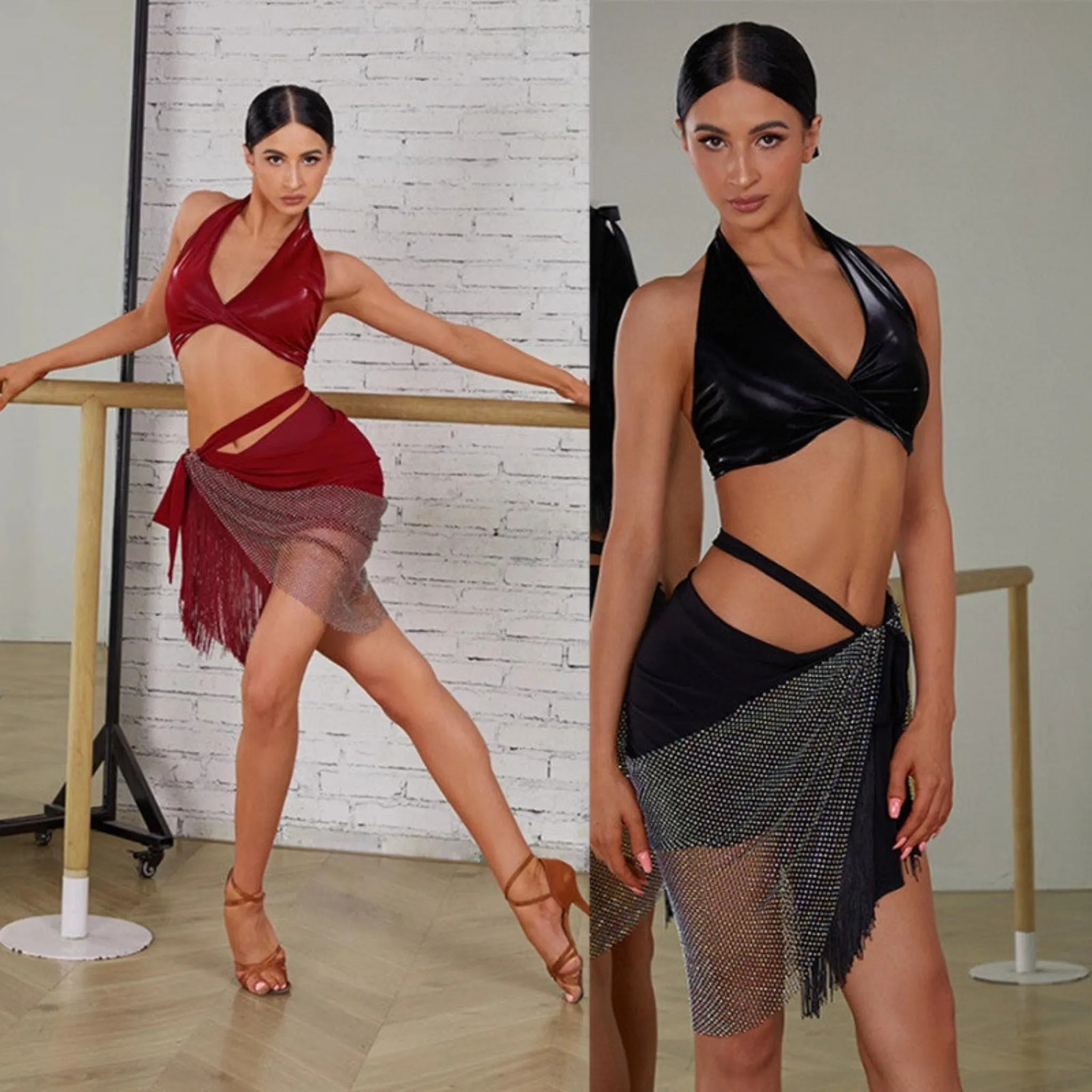 Sophisticated Practice Dance Garment | Red / Black / Nude | 2416