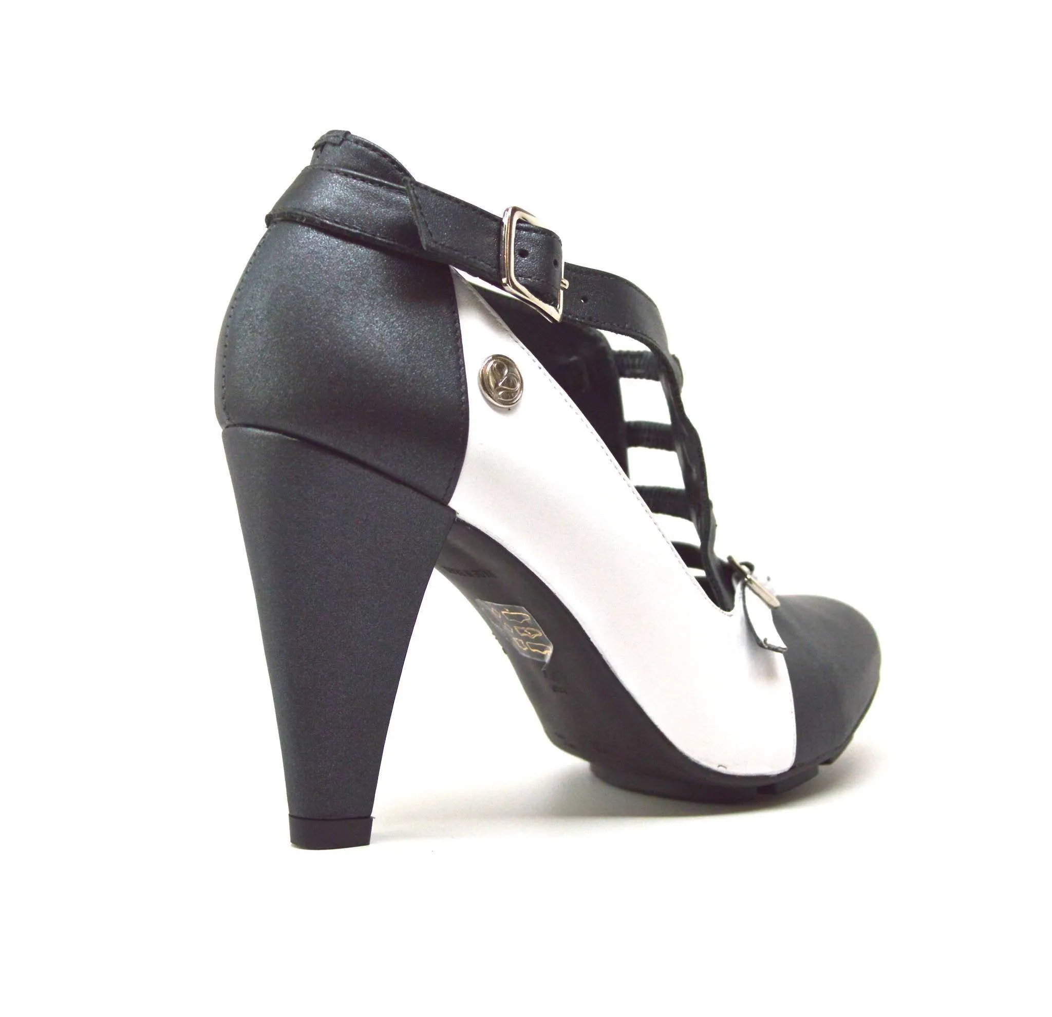 STRATA HEEL - BLACK/WHITE LEATHER