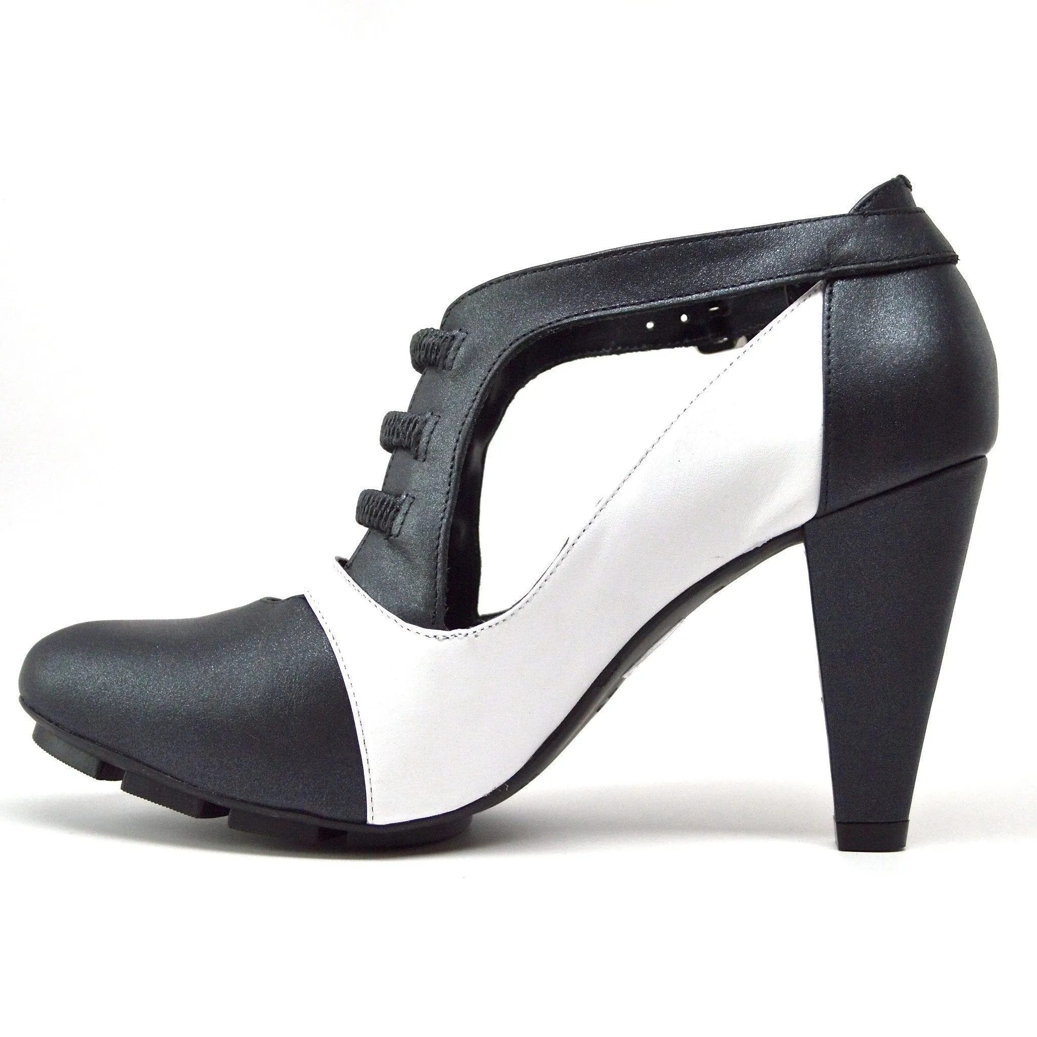 STRATA HEEL - BLACK/WHITE LEATHER