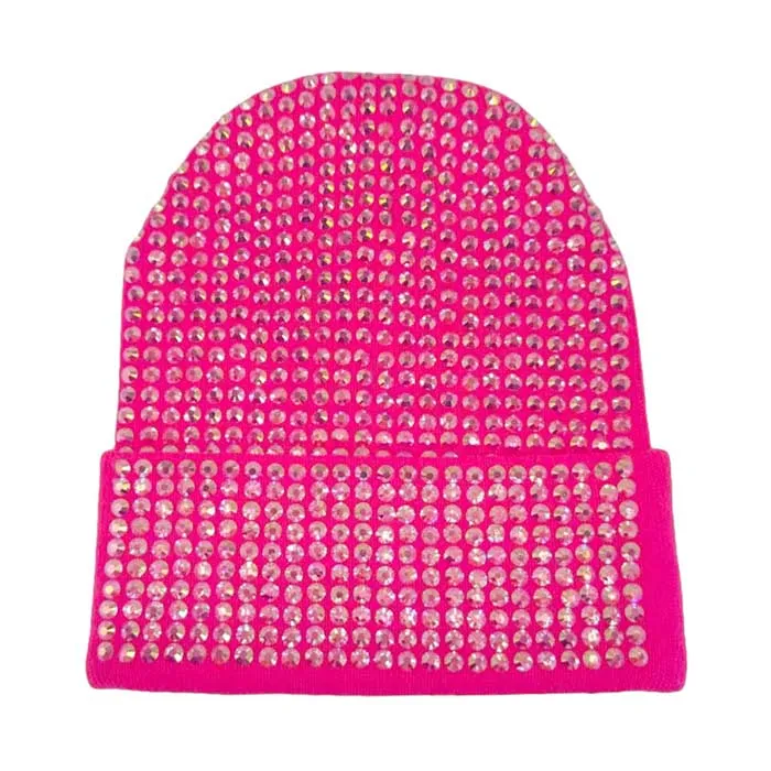 Studded Solid Knit Beanie Hat