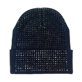 Studded Solid Knit Beanie Hat