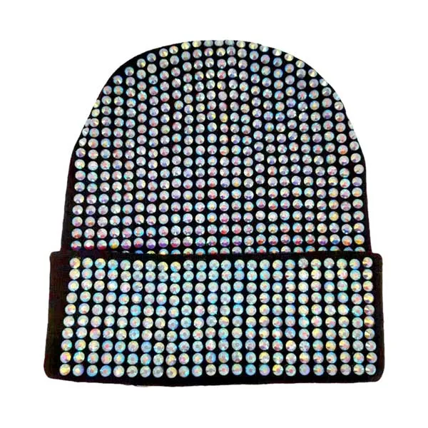 Studded Solid Knit Beanie Hat